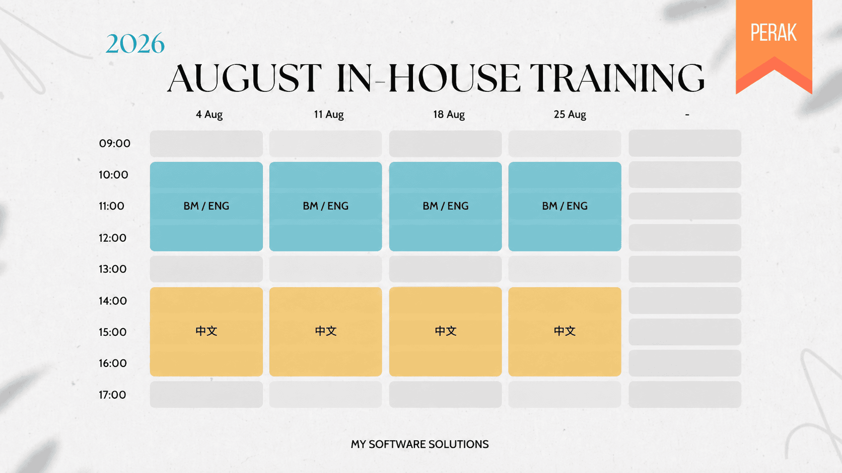 pe 5 Perak Inhouse Training Services Weekly Calendar