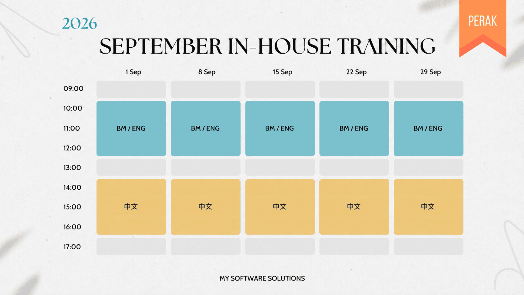 pe 6 Perak Inhouse Training Services Weekly Calendar